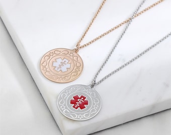 Customize Medical Alert Necklace for Women With Free Engraving Personalized Identification Emergency Necklace Medic ID Life Alert Jewelry