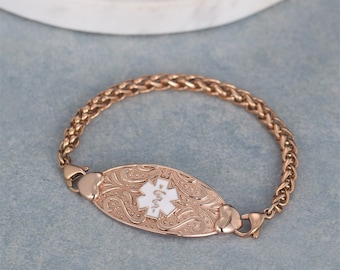 Custom Medical Alert ID Bracelet With Free Engraving For Women Personalized Identification ID Emergency Bracelet Medical Alert ID Jewelry