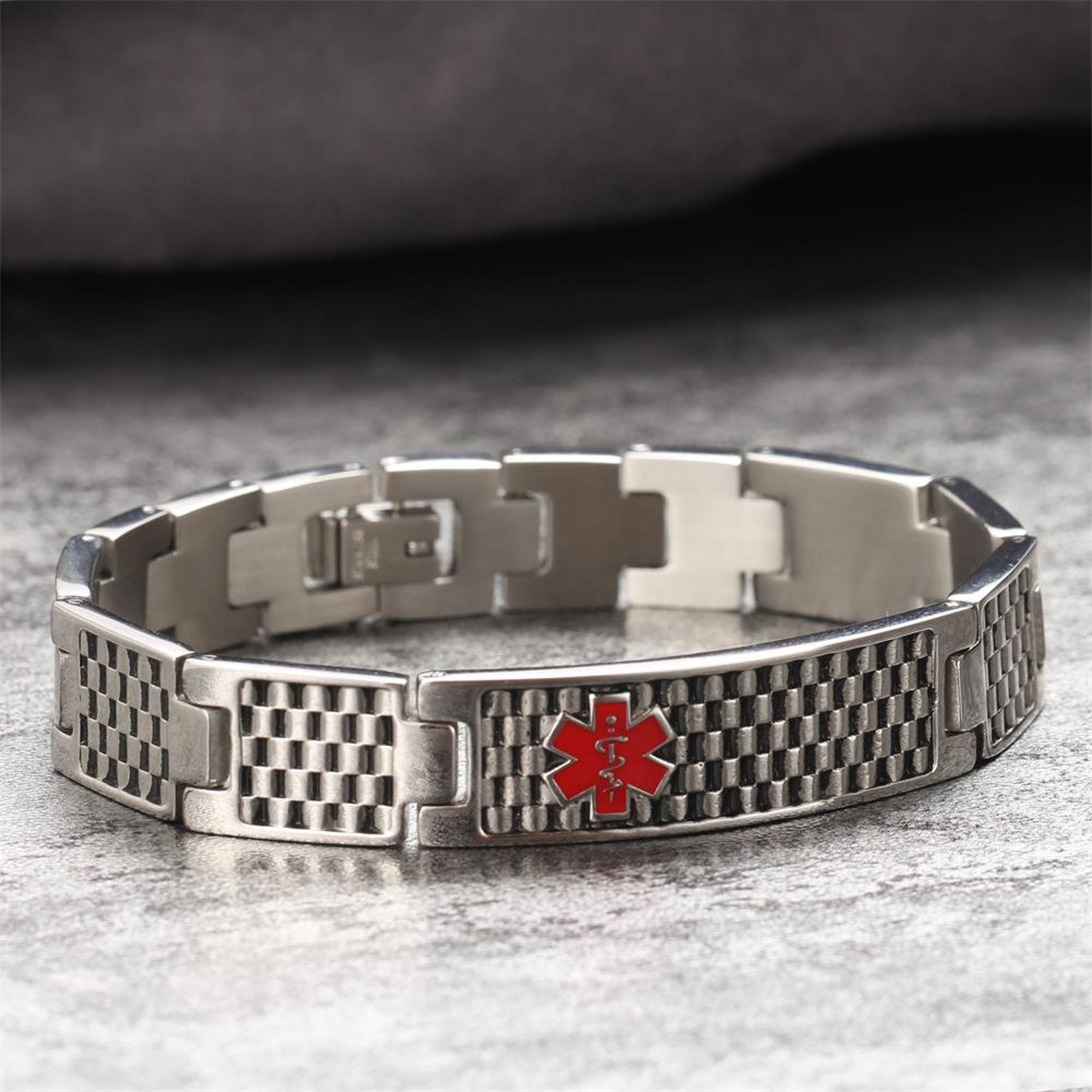 Free Custom Medical Alert ID Bracelet With Engraving for Men Etsy