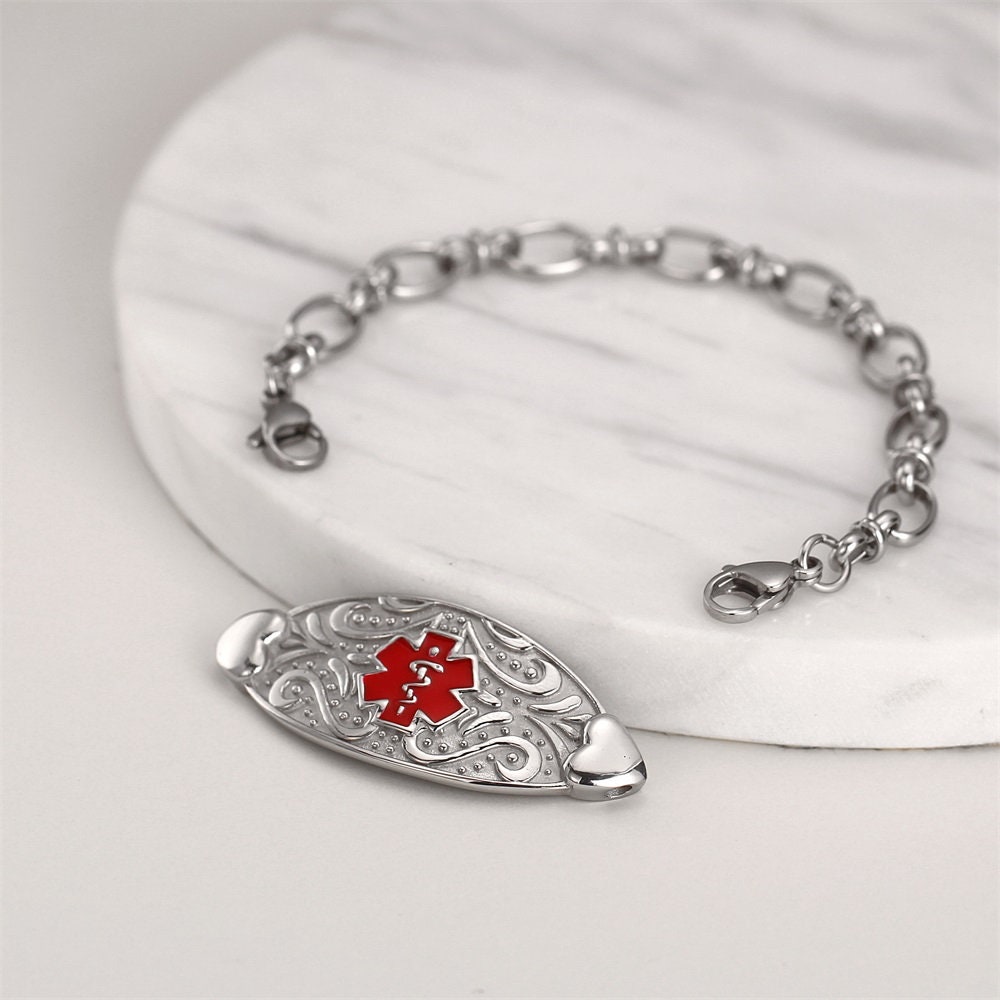 Custom Medical Alert ID Bracelet With Free Engraving for Women Etsy
