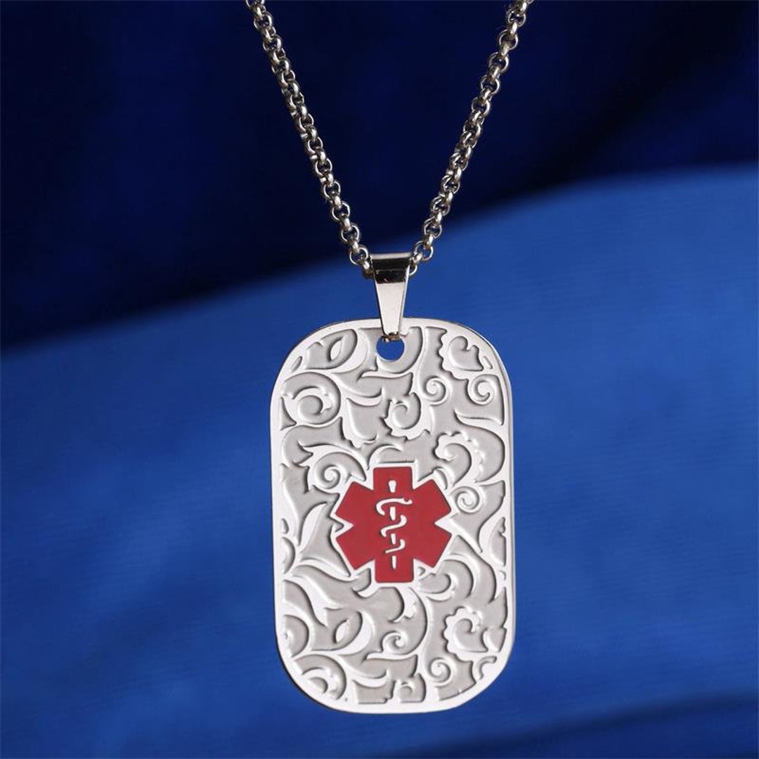 Custom Medical Alert ID Necklace With Free Engraving for Women
