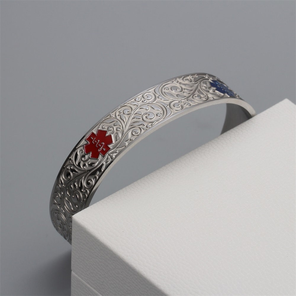 Custom Medical Alert Cuff Bracelet With Free Engraving for Men Etsy