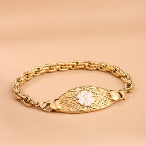 Personalized Medical Alert Bracelet for Women with Free Engraving,Custom Stainless Steel Medical bracelet Autism Diabetic ID Jewelry