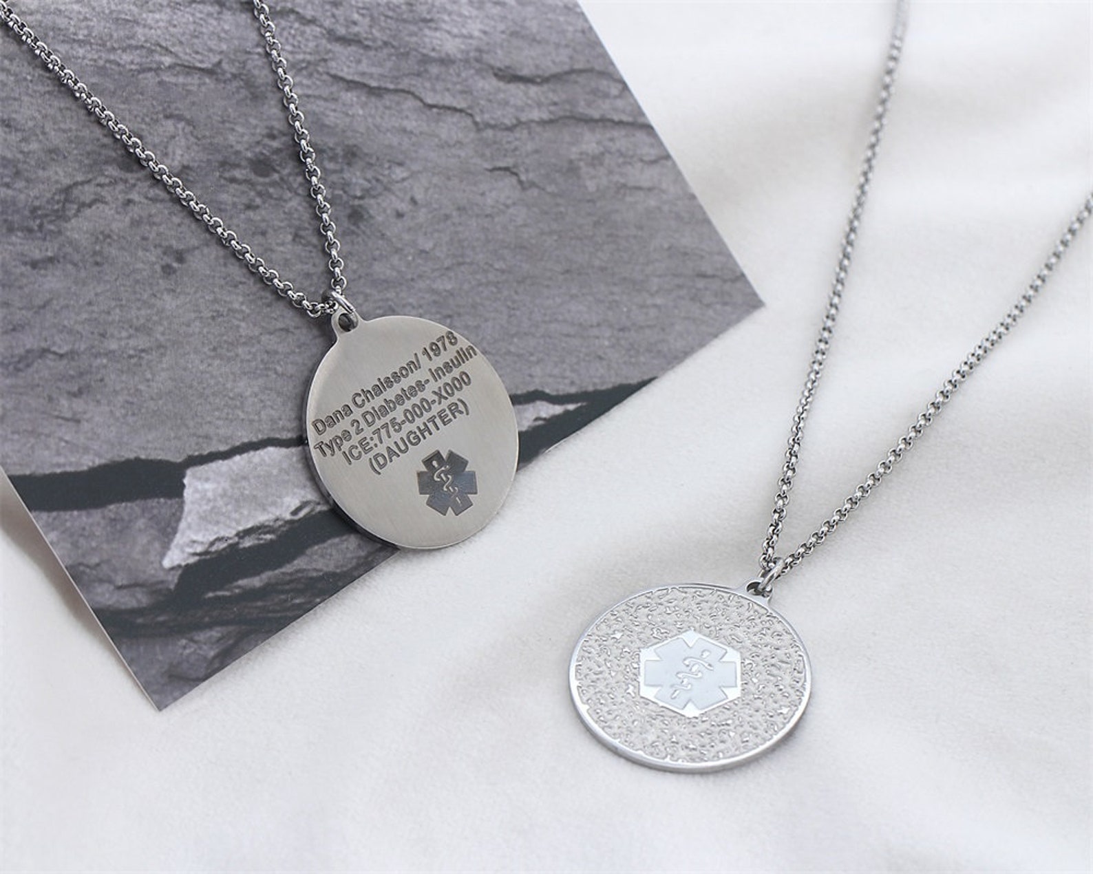Custom Medical Alert ID Necklace for Women With Free Engraving Etsy
