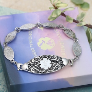 Customizable Medical Alert Bracelet for Women with Free Engraving,Personalized Emergency information Elegant Medic ID Life Alert Jewelry