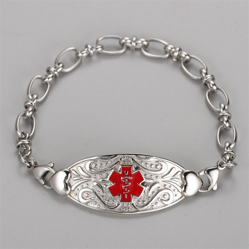 Custom Medical Alert ID Bracelet With Free Engraving for Women Etsy