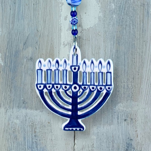 Blue & White Menorah Hanukkah Decoration