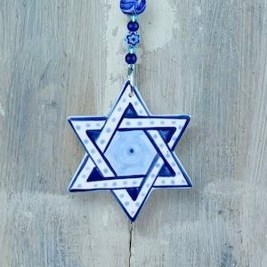 Blue & White Star of David Hannukah Decoration