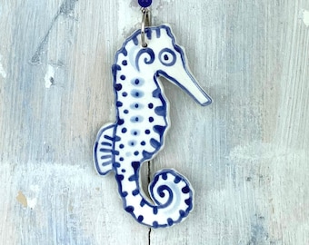 Blue & White Seahorse Decoration