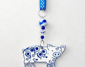 Blue Pig hanging Decoration NEW