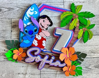 Stitch and lilo cake topper aloha hawaian