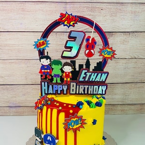 Decoración para tarta para bebés superhéroes