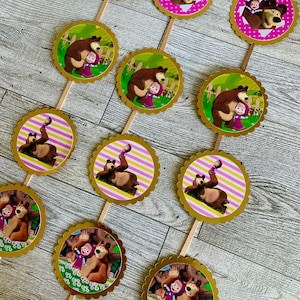 Decoración para cupcakes de Masha y el oso