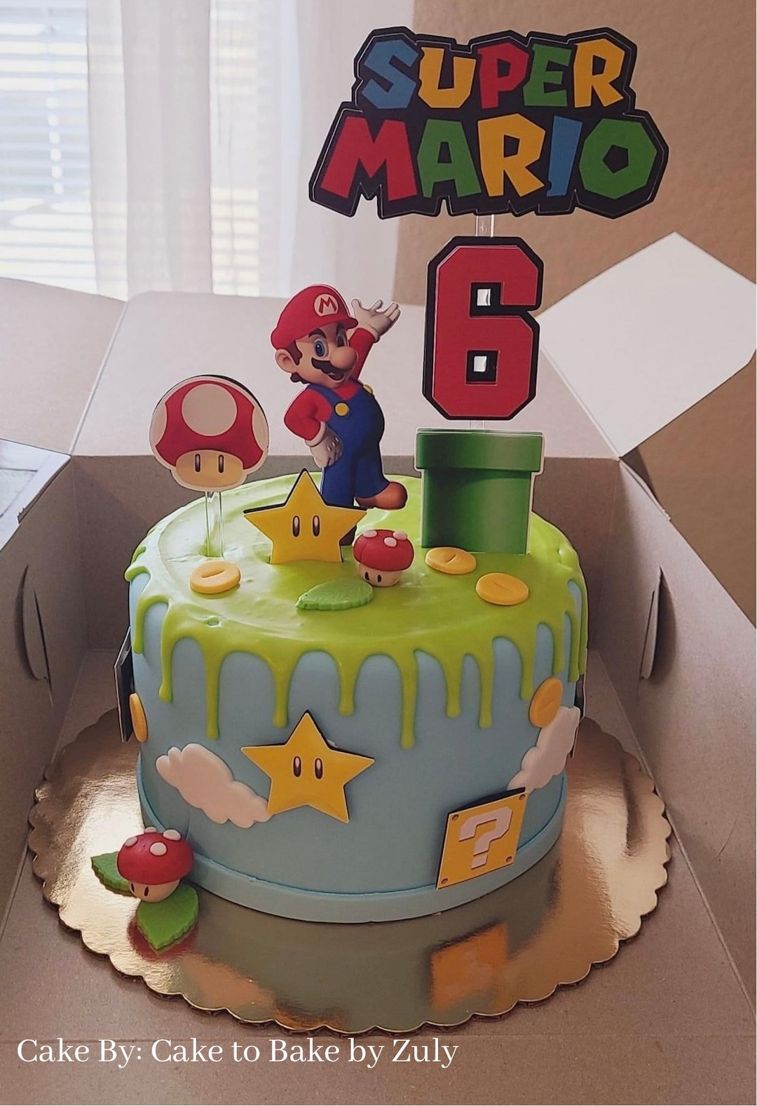 Adorno Torta Deco Feliz Cumple Super Mario Personalizado