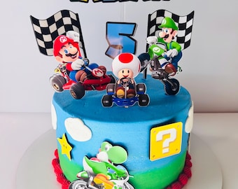 Carrera de adornos para tartas de Mario