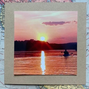 Kayaking at Sunset on Town Lake/Lady Bird Lake  - Austin, Texas - blank handmade 5x5 card