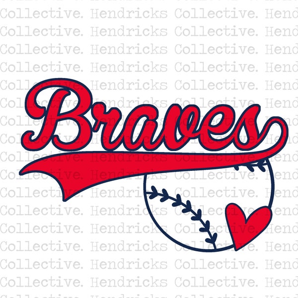 Braves Ball With Heart SVG and PNG