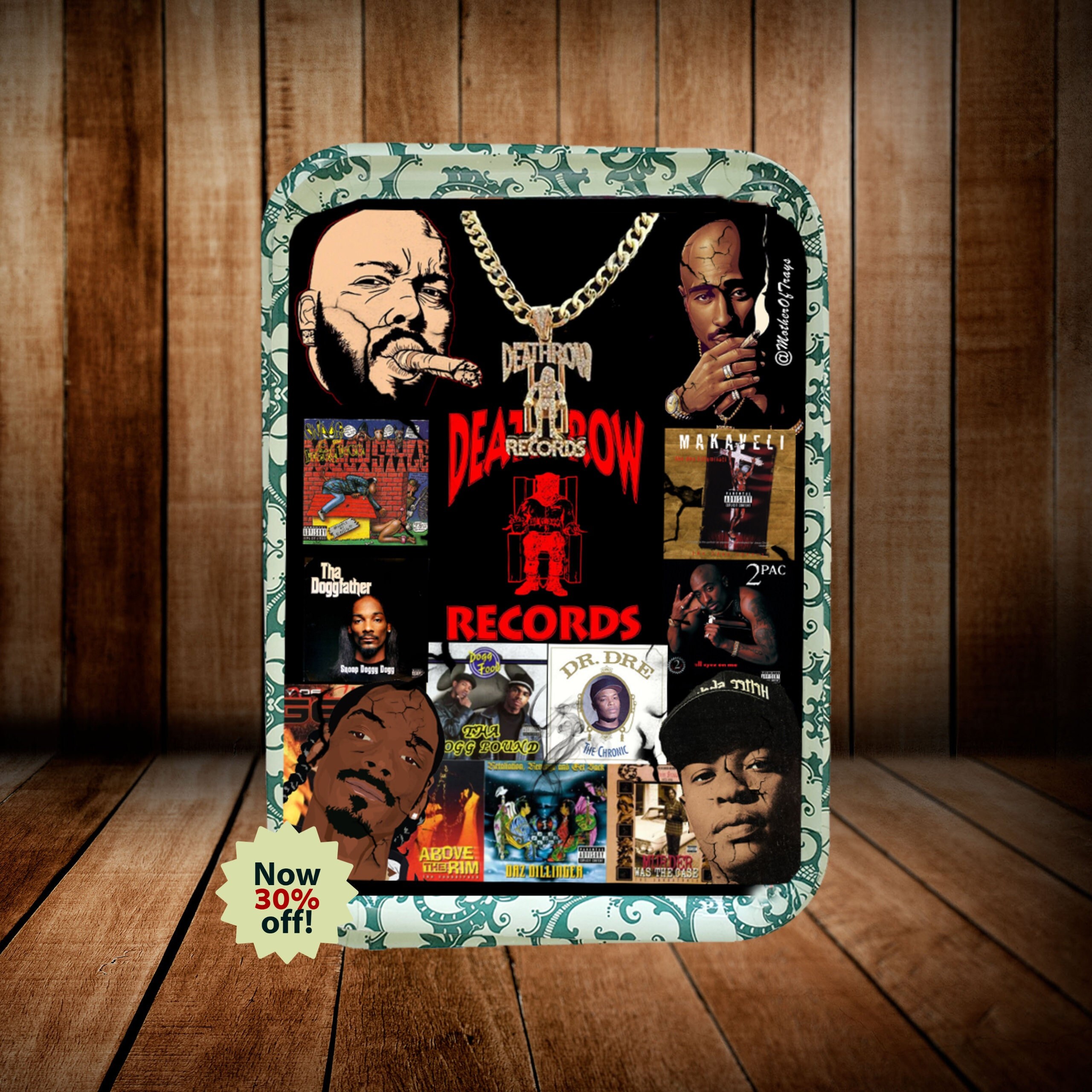Hip Hop Tray, 90's HipHop Tray, Death Row Records Rolling Tray, Snoop dog, Dr. Dre, Tupac, Suge Knight, Gift for Him, Mini Travel Tray