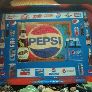 Vintage Pepsi Logo Tray, Pepsi Evolution Collectable item, Best Mini Tray, Collectors Item, Gift for her, Gift for him, Best Glitter work image 2