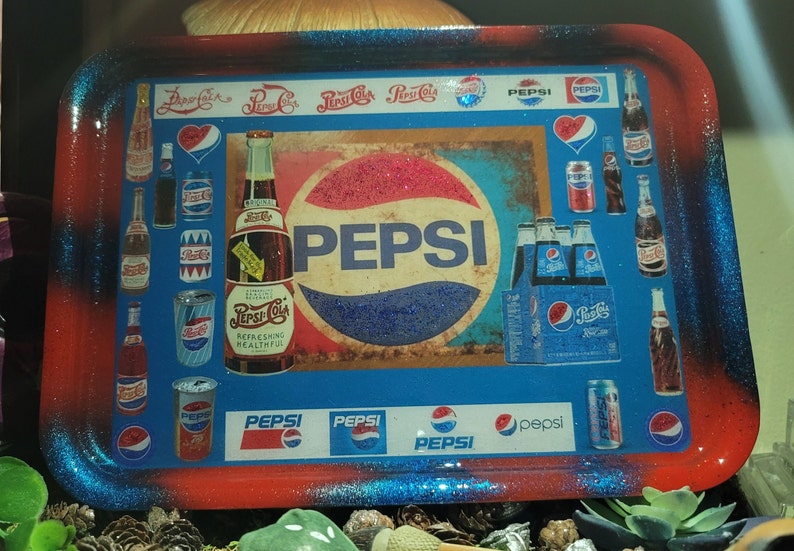 Vintage Pepsi Logo Tray, Pepsi Evolution Collectable item, Best Mini Tray, Collectors Item, Gift for her, Gift for him, Best Glitter work image 2