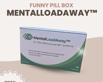 Afdrukbare MentalLoadAway™-pillendoos • Gagcadeau voor overdenkers (digitale download)