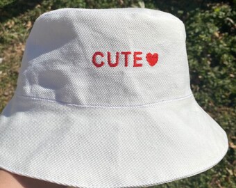 Embroidered Cute Bucket Hat | Etsy Ireland