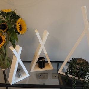 Trio of Wooden Teepee Shelves