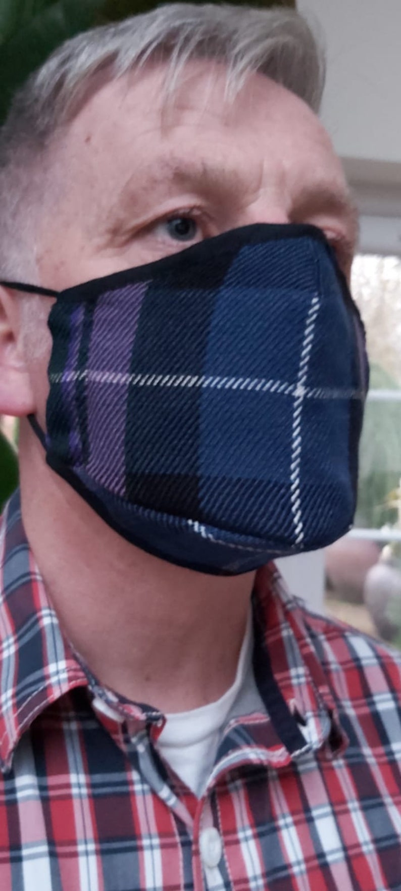 Pride of Scotland Tartan face mask with chin saddle in our Etsy