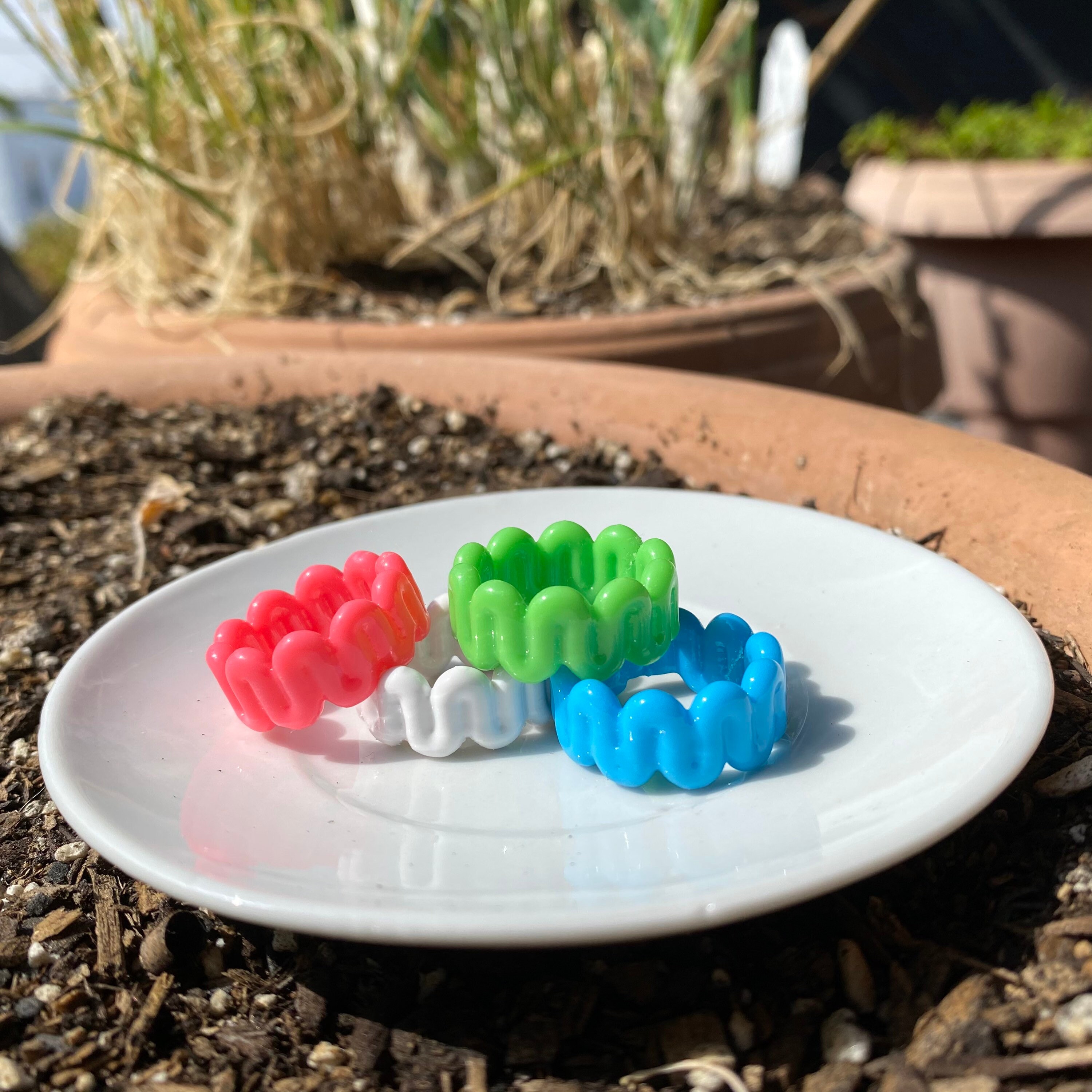 wavy funky squiggly ring ~super cute colorful dripping geometric indi…