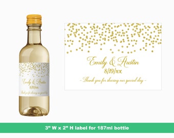 Mini Champagne Bottle Label Purple Custom Wine Label Bridal Shower Baby Shower Birthday Favor Sticker Digital File A73 A78 B71 C68