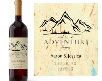 Templett Bridal Shower Favor Download C47 Printable Wedding Bottle Label Mountains Water Bottle Label Template Wilderness Wedding Favor