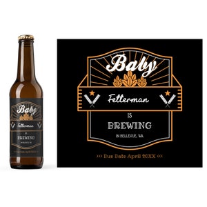 A Baby is Brewing Beer Label | Pregnancy Announcement Beer Label | Brew Dad Beer Label | Beer & Baby Party | Printed or Digital Download