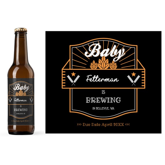 A Baby is Brewing Beer Label | Pregnancy Announcement Beer Label | Brew Dad Beer Label | Beer & Baby Party | Printed or Digital Download