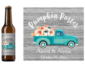 Fall Retro Truck Wedding Beer Label | Wedding Reception Beer Label | Personalized Wedding Beer Label | Homebrew Beer Label