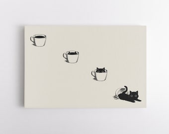 Kitten in Cup Canvas Wall Art | Unique Wall Art | Artwork for Cat lovers | Cat Decor | Pet Lover Gifts | Artwork Ready to Hang