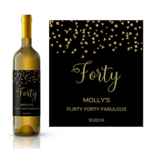 Confetti Drop Personalized Birthday Wine Label | Custom 40th Birthday Wine Label | Wine Lover Gift Idea | Milestone Birthday Wine Label