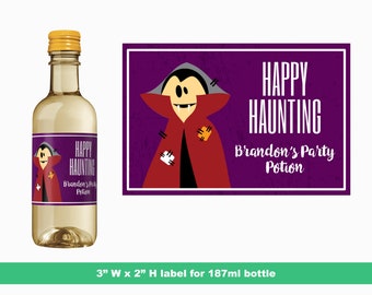 Dracula Halloween Party Mini Wine Labels | Adult Halloween Party Favors | Vampire Mini Bottle Labels | 187 ml Bottle Labels