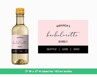 Bachelorette Bubbly Personalized Mini Wine Label | Custom Bachelorette Mini Champagne | Wedding Party Mini Labels | 187 ml Bottle Label