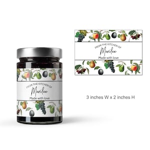 Personalized Fruit Food Label | 3x2 Inch &quot;From the Kitchen of&quot; Canning Sticker | Vintage Fruit Jar Label | Custom Homemade Gift Tag