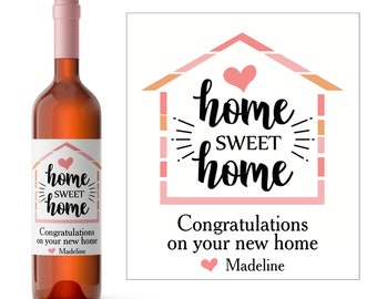 Simple Home Sweet Home Wine Label | Housewarming Wine Gift | New Home Wine Label | Wine Gift Idea | Realtor Wine Gift Idea | Business Gift