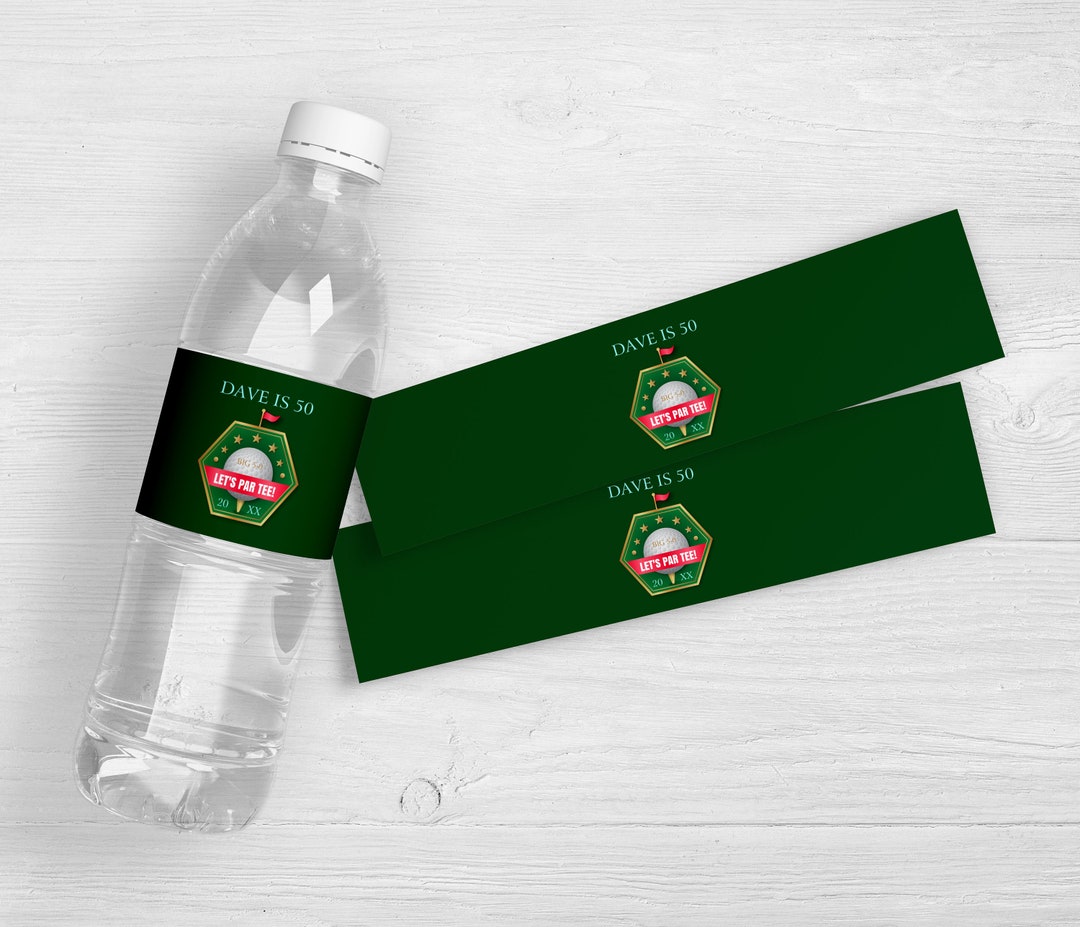 Tee Label Unique Golf Birthday Par Tee Water Bottle Labels | Custom Birthday Party Favor ...