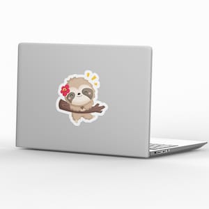 Cute Happy Sloth Sticker | Cute Sloth Laptop Sticker | Cute Sloth Car Decal | Sloth Water Bottle Sticker | Happy Sloth Cell Phone Sticker