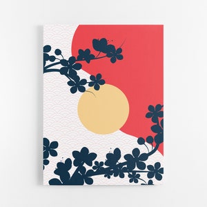 Japanische Blüte Leinwand Wandkunst | Japan Kunstwerk | Asiatische Wandkunst | Moderne japanische Kunstwerk | Leinwand Wandkunst bereit zum Aufhängen