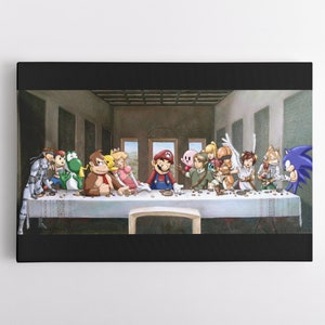 Het laatste avondmaal Nintendo Canvas Wall Art | Spelkamerkunstwerk | Cadeau voor een gamer | Decor voor videogames | Gamingcanvas | Videogameafdrukken