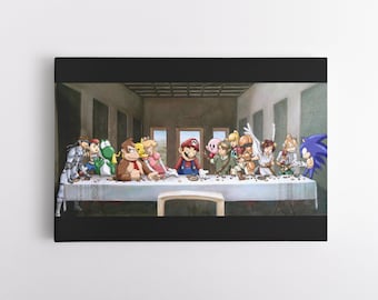 The Last Supper Nintendo Canvas Wall Art | Game Room Artwork | Gift For A Gamer | Video Game Decor | Gaming Canvas | Video Game Prints