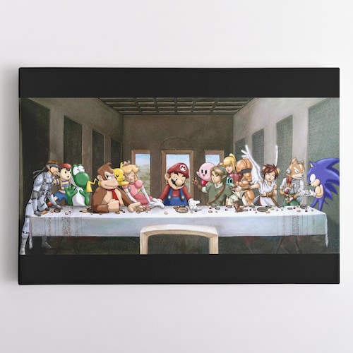 The Last Supper Nintendo Canvas Wall Art Game Room Artwork Etsy