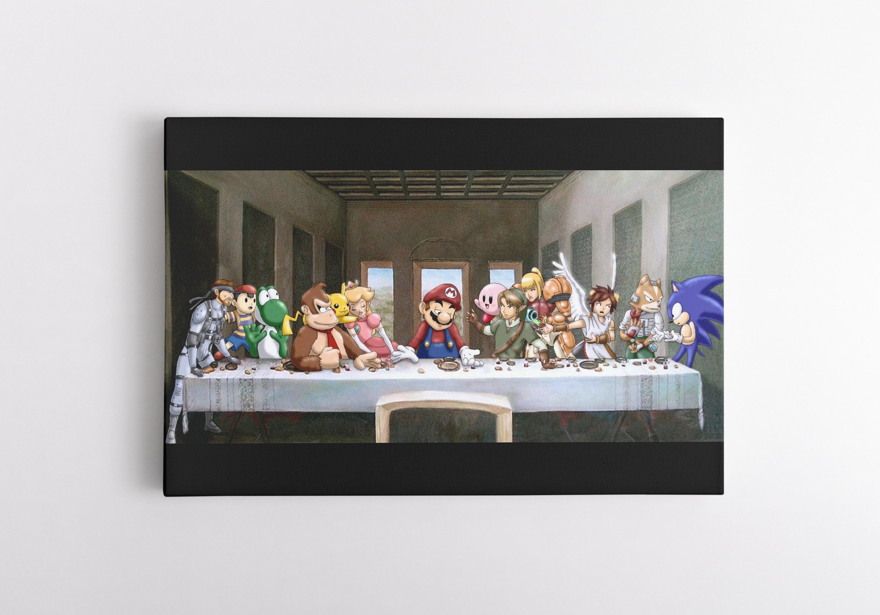 The Last Supper Nintendo Leinwand Wandkunst | Spielzimmer Kunstwerk | Geschenk für einen Gamer | Videospiel Dekor | Gaming Leinwand | Videospiel Drucke