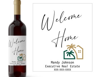 Welcome Home Realtor Closing Wine Label | Housewarming Gift | New Home Gift | Wine Gift Idea | Realtor Wine Gift Idea | Welcome Home Gift