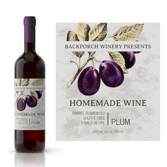 Plum Wine Custom Wine Label Home Winemaking Supplies Etsy