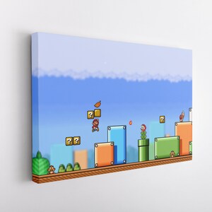 Super Mario in Action Nintendo Canvas Wall Art | Game Room Artwork ...